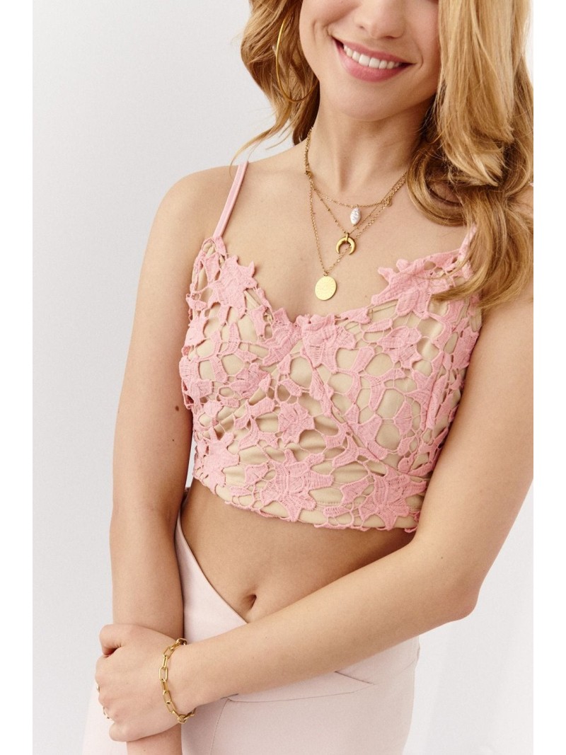 Light pink top with thin straps ZZ251 - Online store - Boutique